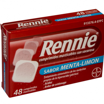 Rennie 84 compr con sacarosa menta limon