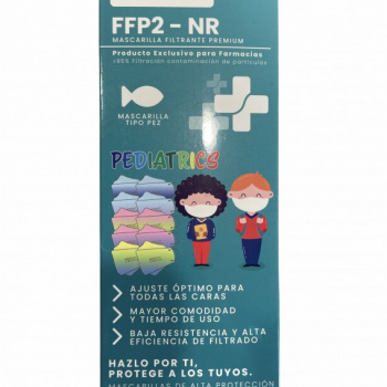 MASCARILLA FFP2 FORMA PEZ INFANTIL ARCOIRIS 10u