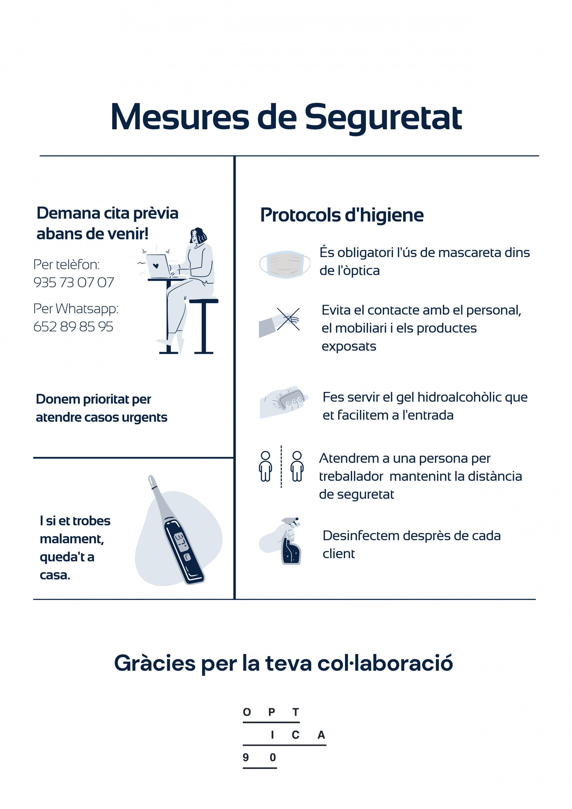 Mesures de seguretat a Òptica 90