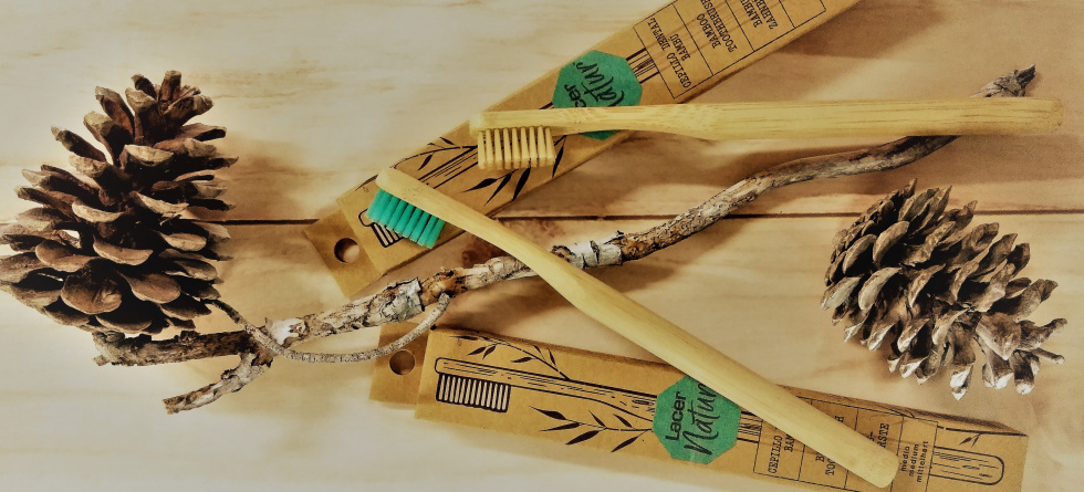 Raspalls de dents Lace Natur, fets de bambú i fibres naturals